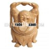 Wooden Laughing buddha Statue Handmade Display Indian Handicrafts Gift Items