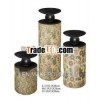 S/3 Antique Standing Wood Candle Holder