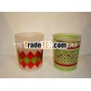 Matt glass candle holder with decal pattern