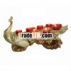 decorative peacock multiple t-light holder with 11 red glass cups