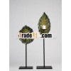 Fancy green wall leaf candle holder for home decoration