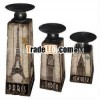 Antique Sets Wood Candle holder With Cities