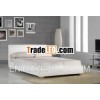 HOT BEDROOM FURNITURE WHITE LEATHER BED FRAME