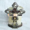 Pewter Enameled Cross Candle Holder # P02018a