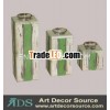 White and green wooden candle holders