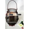 metal mesh butterfly pillar candle holder