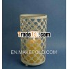 White Pillar Metal Candle Holder With Gridding