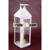 Metal & Glass Candle Lantern Design Patina Finish