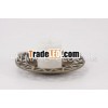 Rounded Aluminum Candle Holder Tray With Brass Antique