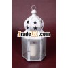 Antique Design Iron Candle Lantern Patina Finish