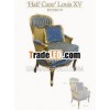 Solid Wood Stripe Pattern Gold and Blue Modern Hotel Wood Chair