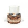 Candle Holder,  With Glass Cover,  Ormosia Texture