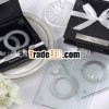 Wedding Glass Printed Diamond Rings Coasters Set