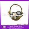 decoration(two dog sit in busket, crystal stones)