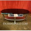Oval Coffee Table Silver with Black Top - Living Room Mahogany Furniture