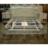 French Furniture ,  Shabby French Chic Gilt Silver White Upholstered Buttoned Ornate White Silk