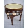 Arabesque/Arabic Art Round Wood/Brass Occasional/End Table