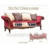Red Embroidery Sturdy Fair Long Elegant Chaise Lounge