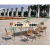 Stainless steel and teak wood outdoor foldable dining tables and chairs