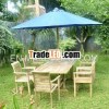 TEAK OUTDOOR FURNITURE OF STACKING SET OF 8 CHAIR,  1 RECTANGULAR EXTENDING TABLE,  1 UMBRELLA