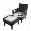 Handmade Outdoor Rattan Wicker Armchair with Ottoman