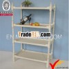 Antique white wooden storage shelves