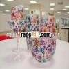 pattern matted glass vase-colorful butterfly