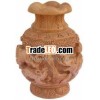 Hand Carved Wooden Decorative Vase India Fair Trade Art Home Decoration Vase