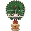 Peacock - Hand Painted Colorful Bird Carved Figurine Handicraft Home Decor