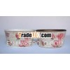 Oval metal flower pot with Rose-Sticker