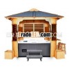 Finland Pine Garden Gazebo With Taproom and 4 Barstools and 2 Flower Basket