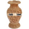 Hand Carved Wooden Vase Jungle Work India Fair Trade Art Souvenir Vase
