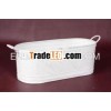Oval Metal Planter Patina Finish With Handle