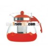 glass kettle red color 1400ml (gass factory, passed FDA, EU, SGS, GB)