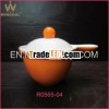 Colorful stoneware soup bowl with lid