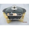 black ceramic soup pot with glass lid