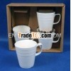 embossed plain white porcelain mug