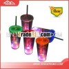 LED Flashing light up cups with double wall and straw/Light-Up Bright Circles Insulated Tumbler With
