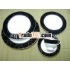 black & white bone china cup & plates