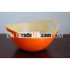 Smooth Orange Lacquered Bamboo Fruit Bowl