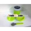Stailess steel thermo lunch pot with three container thermal food box