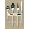 Stainless Steel Flatware Set w/ White PS-Handle