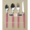Stainless Steel Flatware Set w/ Pink PS Handles