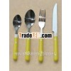 Stainless Steel Flatware Set w/ Yellow ABS Handles