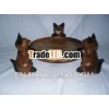 Tray with Animal Figures three cats wood handmade decoration Thailand Gifts Crafts