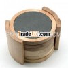 Birch Wood 7 Pc Coaster Set w/Slate