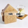 Bamboo 7 Piece Coaster Set w/Natural Finish