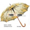 wooden straight umbrella with shoulder strap