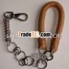 Strong Soft Leather Handle Stainless Steel Dog Chain Leashes