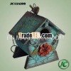 Blue cracks painting garden decorating small wooden bird house